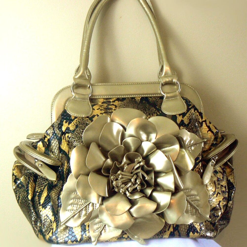 Gold Large Handbag Animal Print